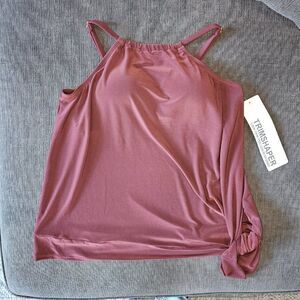 TrimShaper Women's High Neck Handkerchief-hem Tankini Side Tie Swim Top size 14